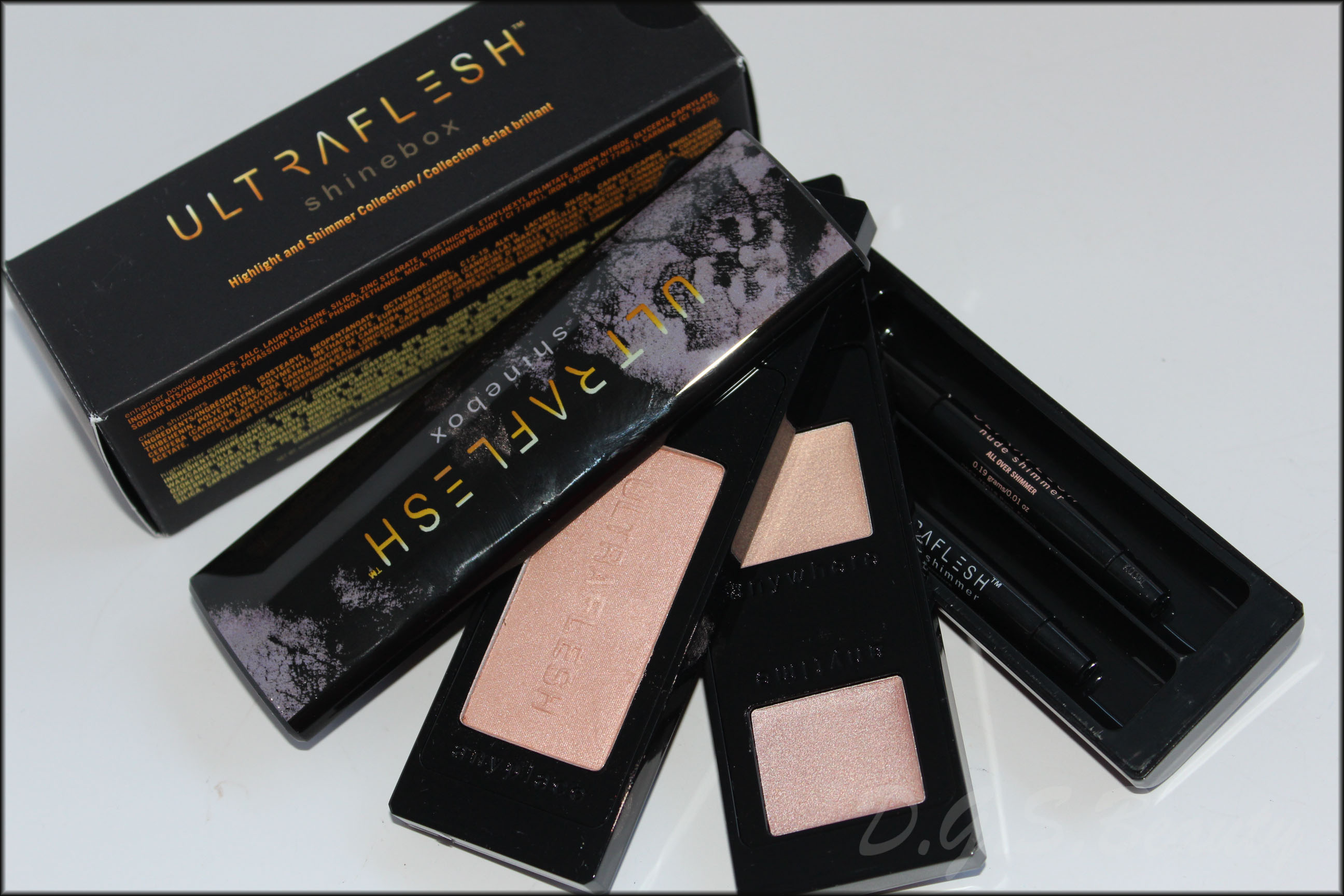 Fusion Beauty UltraFlesh Shine Box Highlight & Shimmer Collection 2x All Over Highlighter, 2x All Over Shimmer, 1x All Over Enhancer 5pcs Review