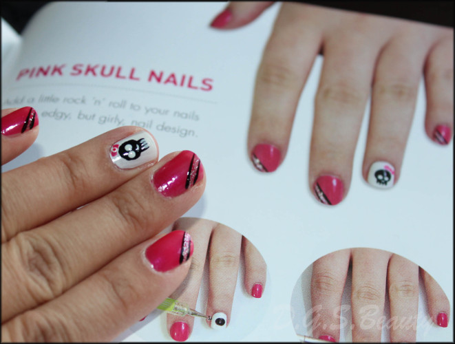 NOTW: DIY Nail Art #37 Pink Skull Nails